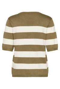 KAFFE KAlizza Pullover Striped Dusky Green/Chalk White