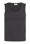 KAFFE KAarina Jersey Vest Top-Black Oyster