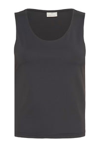 KAFFE KAarina Jersey Vest Top-Black Oyster
