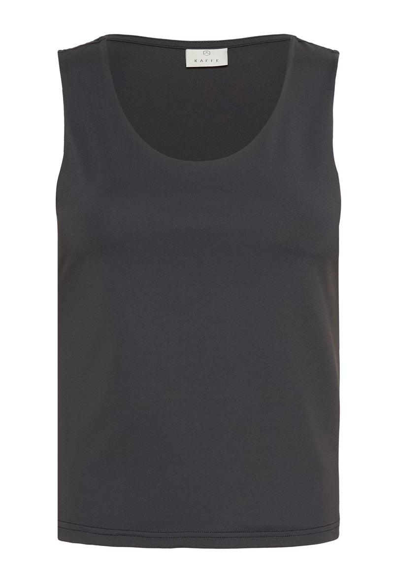 KAFFE KAarina Jersey Vest Top-Black Oyster
