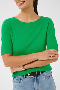 KAFFE KAlizza Boatneck Pullover-Bright Green