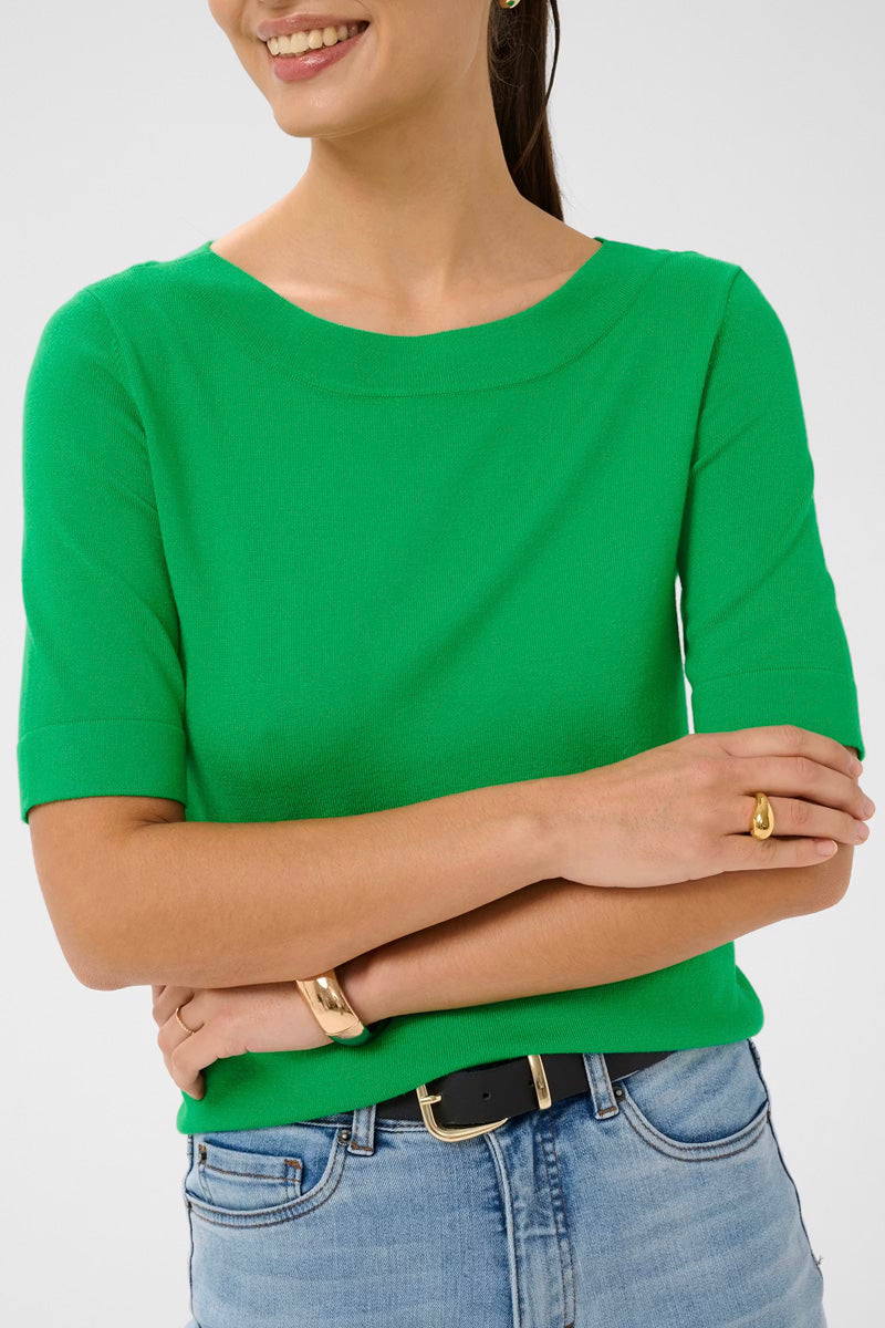 KAFFE KAlizza Boatneck Pullover-Bright Green
