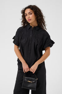 KAFFE KAverdina Flounce Shirt-Black Deep