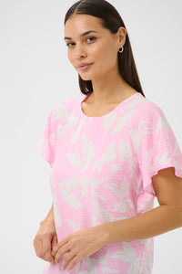 KAFFE KAmarlo Leaves Blouse Pink Frosting