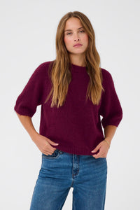 KAFFE KAemillie Crop Pullover Windsor Wine