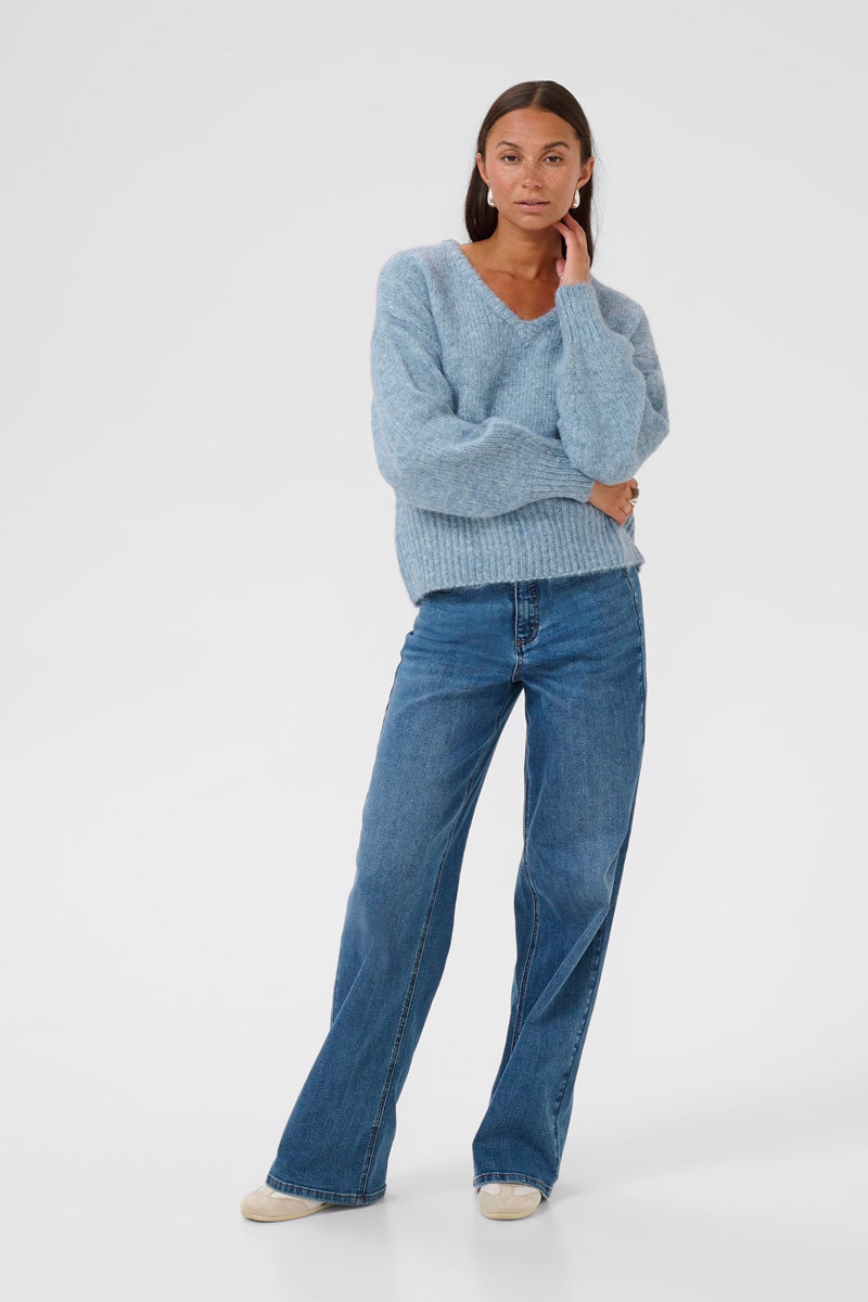KAFFE KAtrina V-Neck Pullover Bering Sea Melange