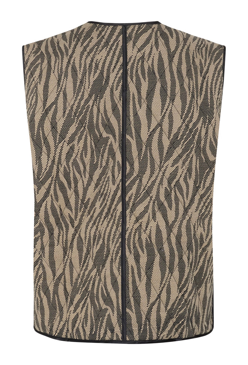 KAFFE KAkayla Waistcoat Taupe/Black Animal