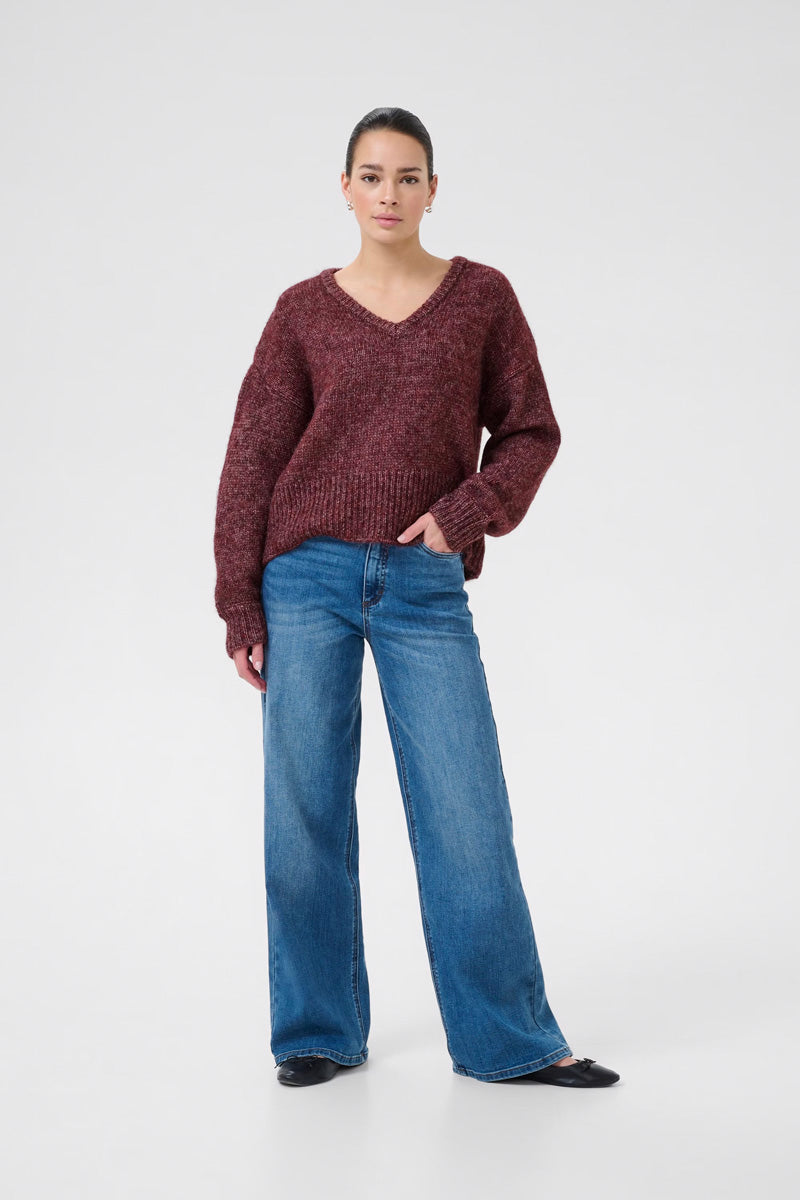 KAFFE KAtrina V-Neck Pullover Wine