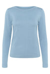 KAFFE KAlizza Boatneck Solid Pullover-Windward Blue