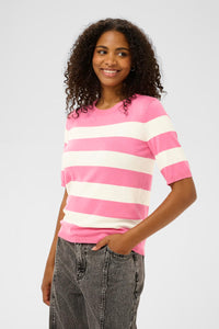 KAFFE KAlizza Pullover Striped Pink/Chalk White