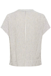 KAFFE KAmilia Wing SL Blouse Black/Chalk Stripe