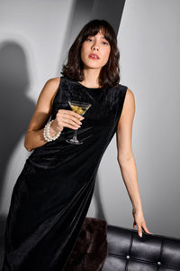 KAFFE KAkelly Velour Dress-Black