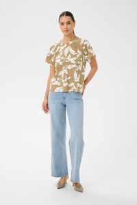 KAFFE KAmarlo Leaves Blouse Oak/Chalk