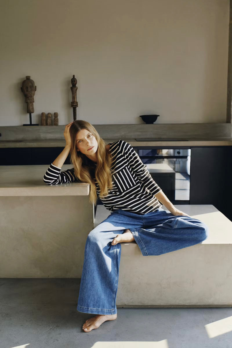 InWear DELLA IW Top Black/Whisper White Stripe