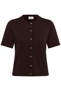 KAFFE KAlizza Contrast Cardigan Coffee Bean