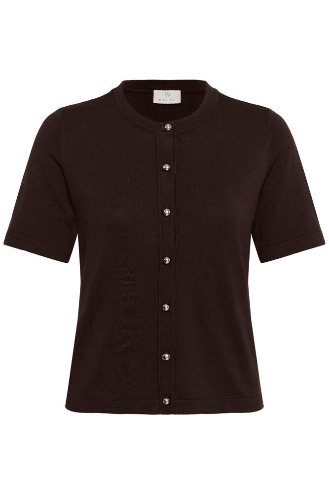 KAFFE KAlizza Contrast Cardigan Coffee Bean