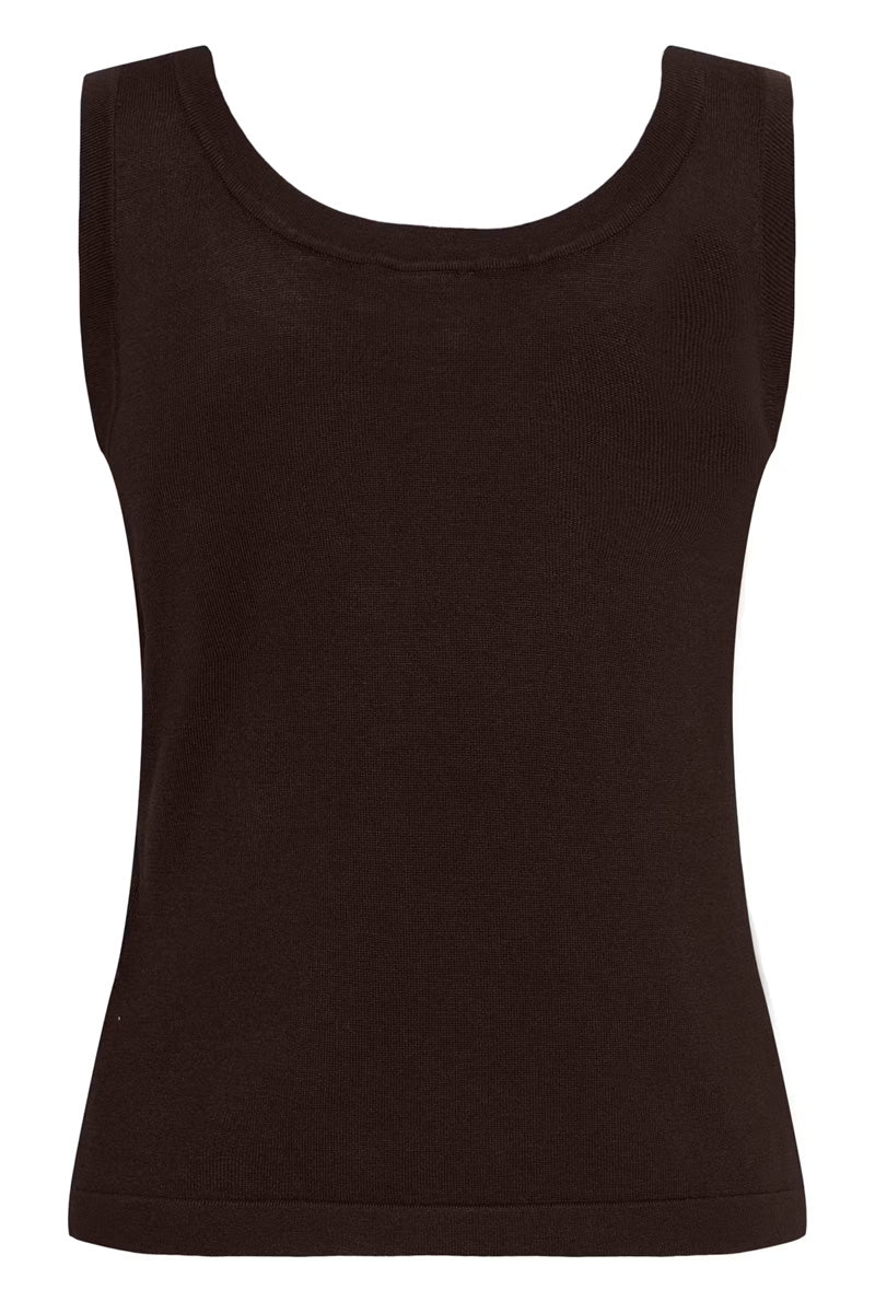 KAFFE KAlizza Contrast Knit Top Coffee Bean