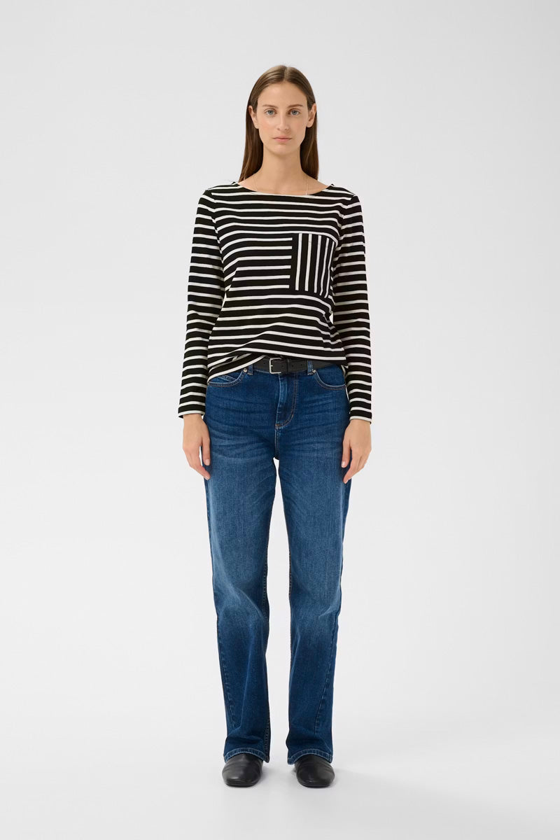 InWear DELLA IW Top Black/Whisper White Stripe