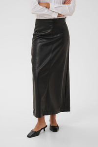 KAFFE KAarense Faux Leather Skirt Black
