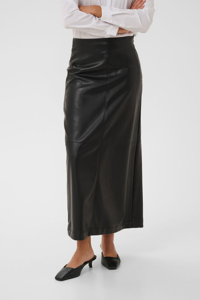 KAFFE KAarense Faux Leather Skirt Black