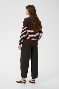 KAFFE KAlimone Striped Pullover Fudge/Chalk