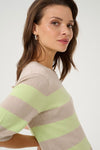 KAFFE KAlizza Striped Sweater Lettuce/Feather Gray
