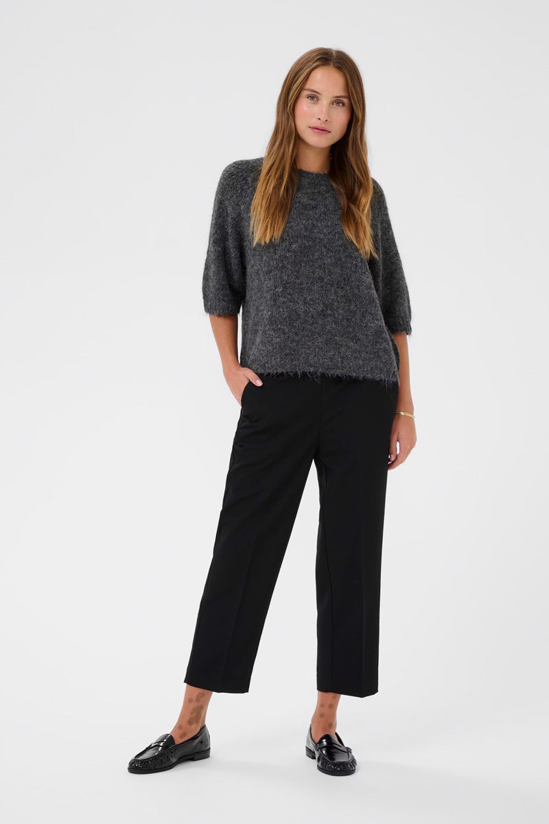 KAFFE KAemillie Crop Pullover Dark Grey Melange