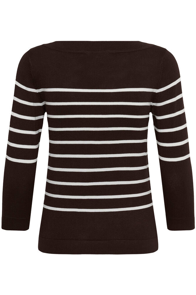 KAFFE KAlizza Boatneck Pullover Coffee Bean/Chalk Stripe