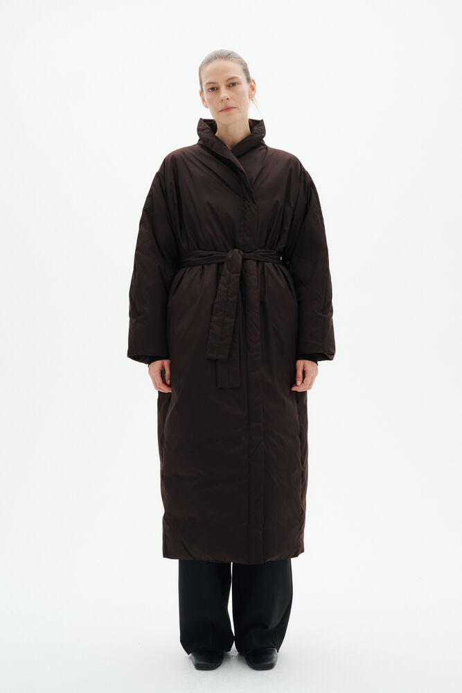 INWEAR ZINNAHIW Long Cocoon Coat Chocolate Brown