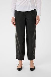 KAFFE KAarense Faux Leather Trousers Black