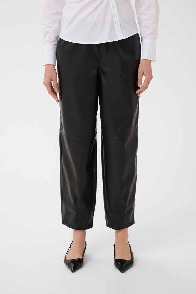 KAFFE KAarense Faux Leather Trousers Black