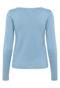 KAFFE KAlizza Boatneck Solid Pullover-Windward Blue