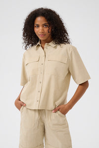 KAFFE KAnaya Striped Shirt Chinchilla/White