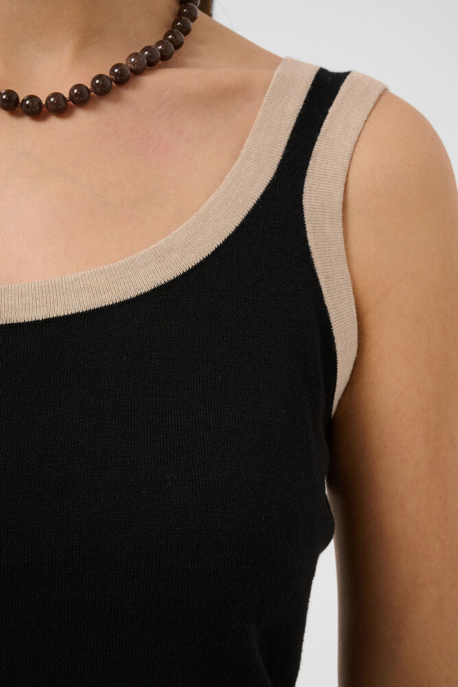 KAFFE KAlizza Contrast Knit Top Black Deep