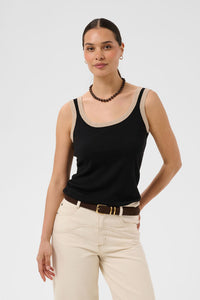 KAFFE KAlizza Contrast Knit Top Black Deep