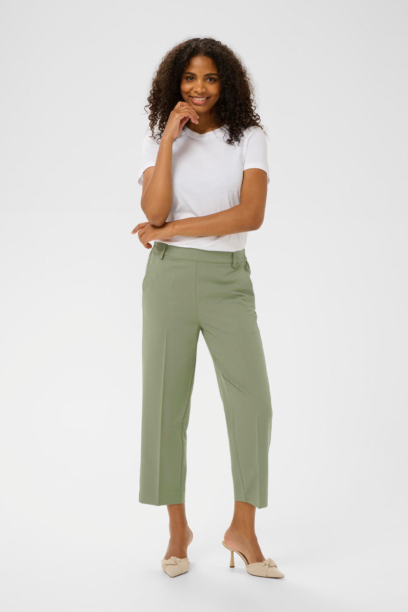 KAFFE KAsakura Cropped Trousers-Sea Spray