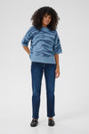 KAFFE KAsandra Animal Print Pullover-Windward Blue