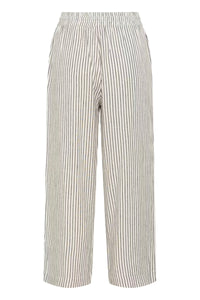 KAFFE KAmilia Linen Wide Pants Black/Chalk Stripe