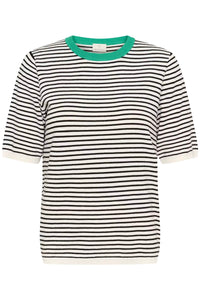KAFFE KAlizza Narrow Striped Pullover-Chalk/Black Fine Stripe
