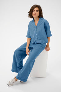 KAFFE KAjade Wide Jeans Mid Blue Chambray