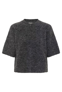KAFFE KAemillie Crop Pullover Dark Grey Melange