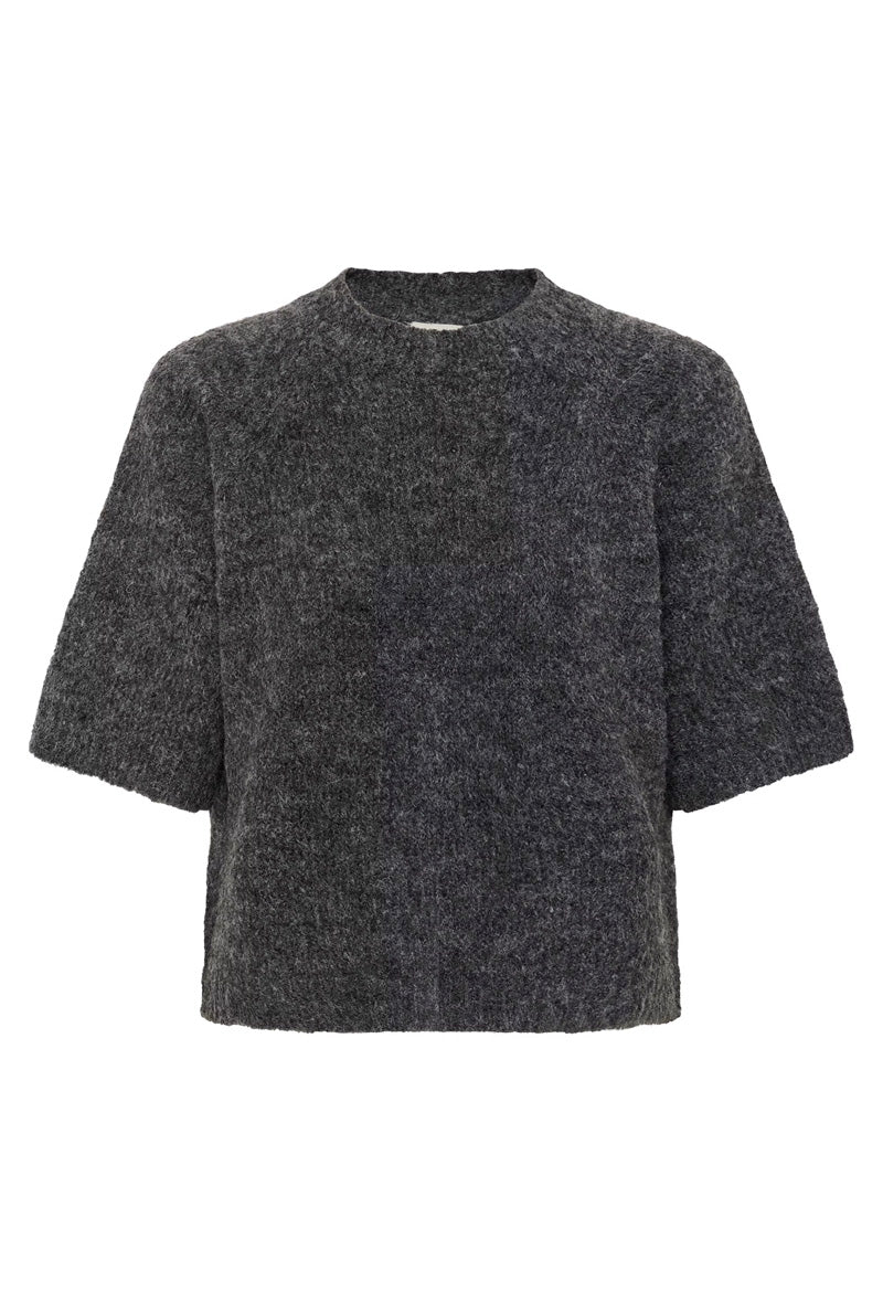 KAFFE KAemillie Crop Pullover Dark Grey Melange
