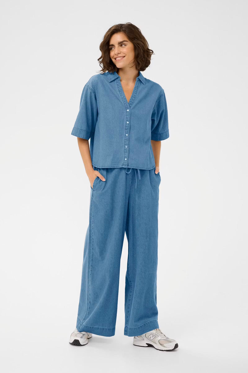 KAFFE KAjade Wide Jeans Mid Blue Chambray