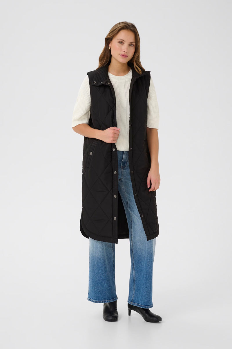 KAFFE KAmeria Quilted Gilet Waistcoat-Black