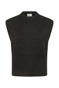 KAFFE KAbarbara Knit Vest Pullover Dark Grey Melange