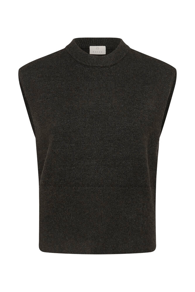 KAFFE KAbarbara Knit Vest Pullover Dark Grey Melange