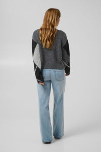 KAFFE KAgrith Pulllover Grey/Black Argyle
