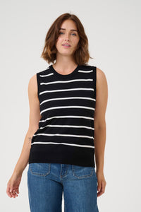KAFFE KAlizza Striped Slipover Black/Chalk