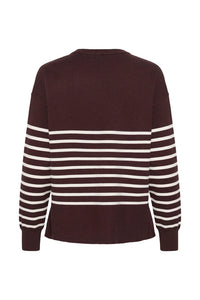 KAFFE KAlimone Striped Pullover Fudge/Chalk