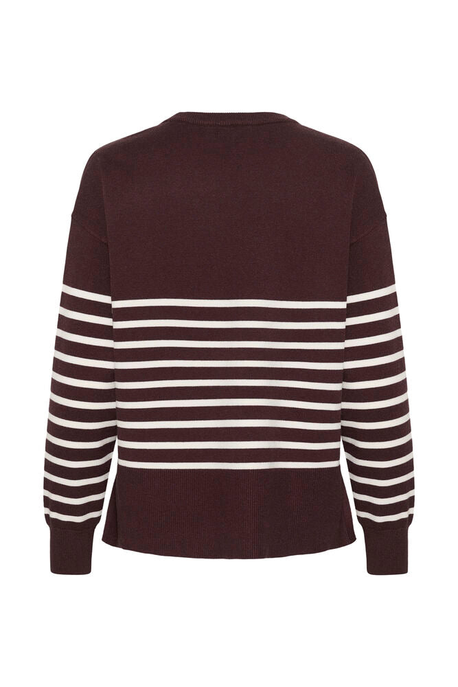 KAFFE KAlimone Striped Pullover Fudge/Chalk